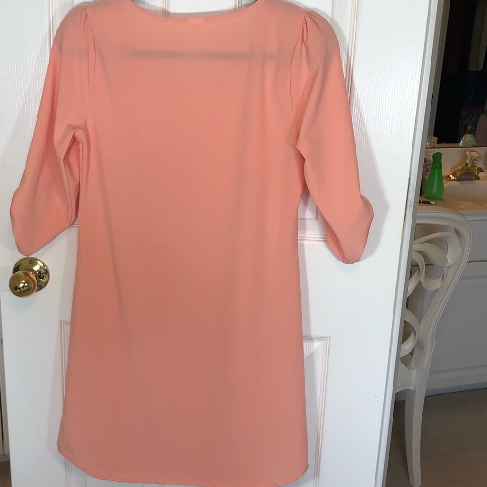 GS Small Solid Block Peach Pink Summer Very Light Weight & Cool Dress size Small - Picture 3 of 8